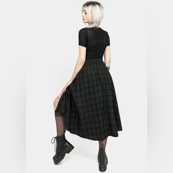 Disturbia Nightingale Buckled Check Midi Skirt - Picture 3 of 15